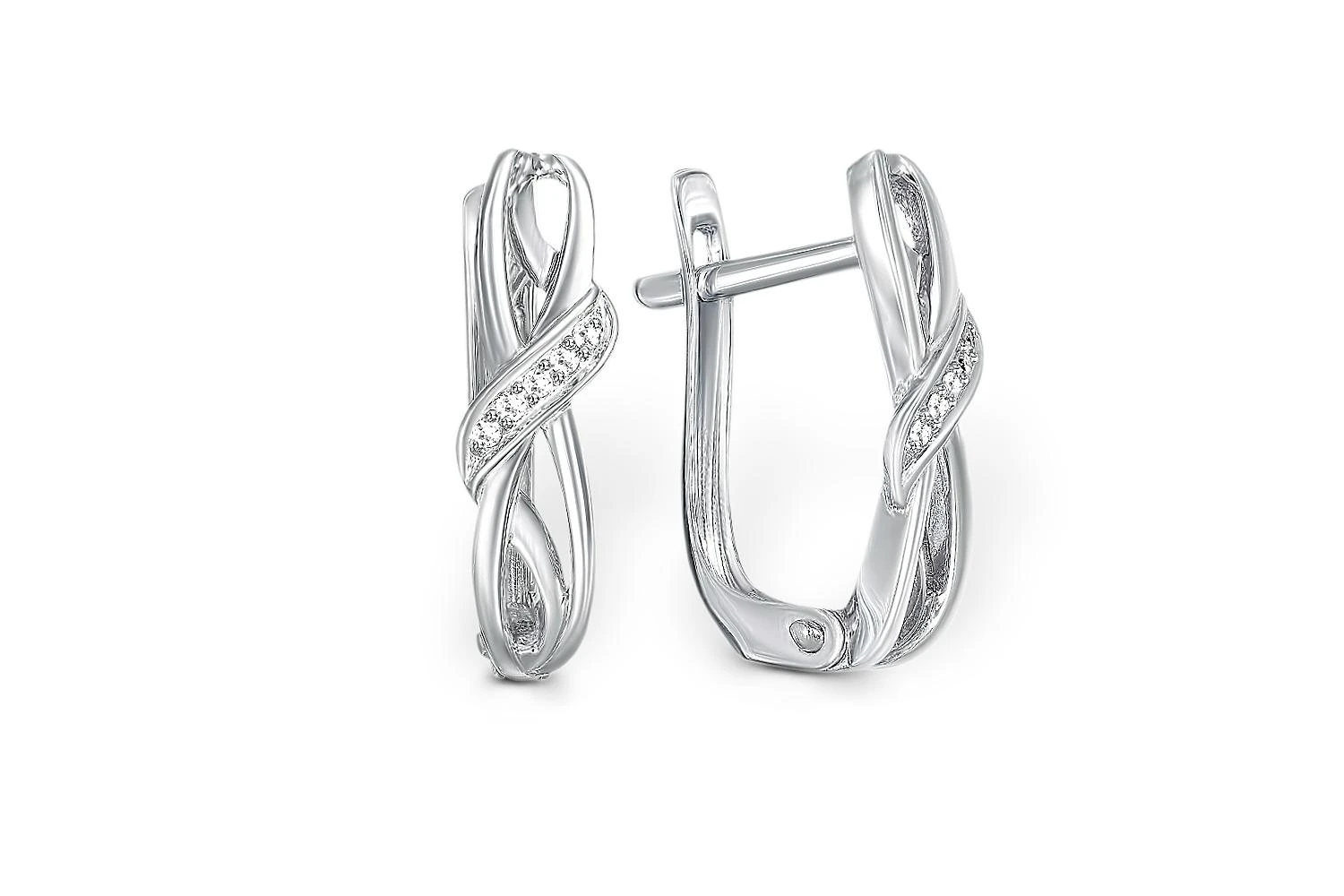 Серьги из белого золота с 10 бриллиантами