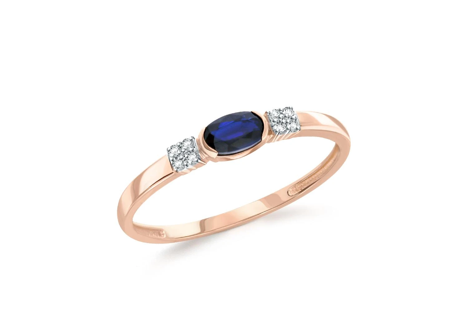 Кольцо из красного золота с сапфиром и 8 бриллиантами