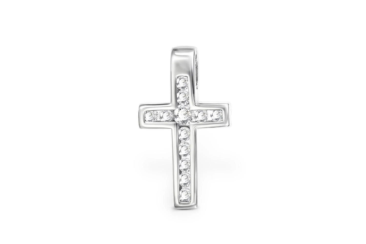 Крест из белого золота с 12 бриллиантами