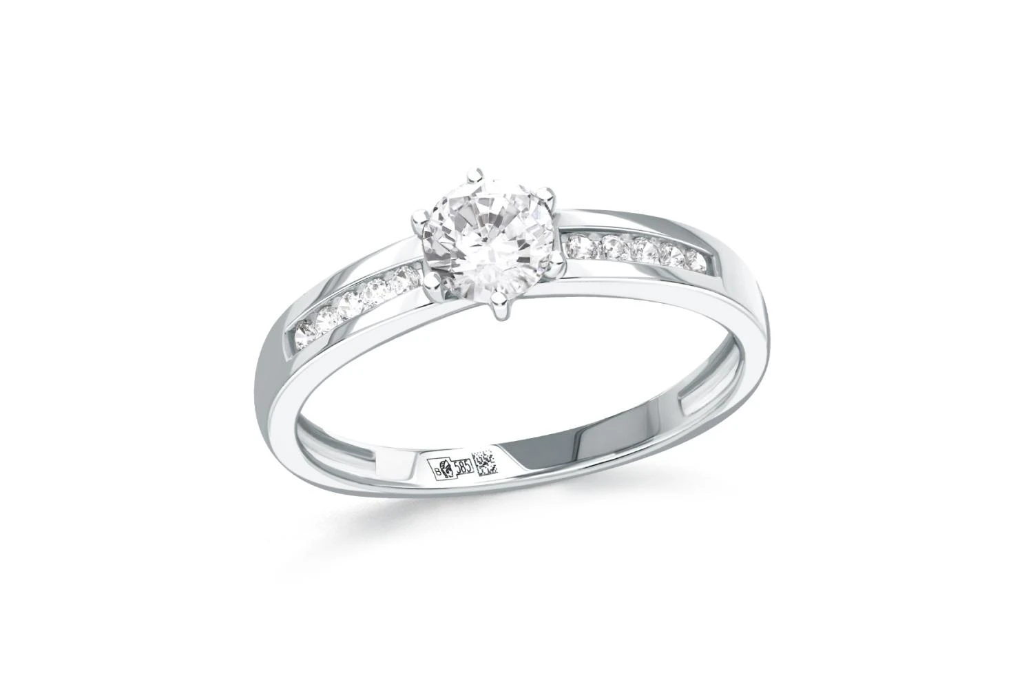 Кольцо из белого золота с 11 фианитами