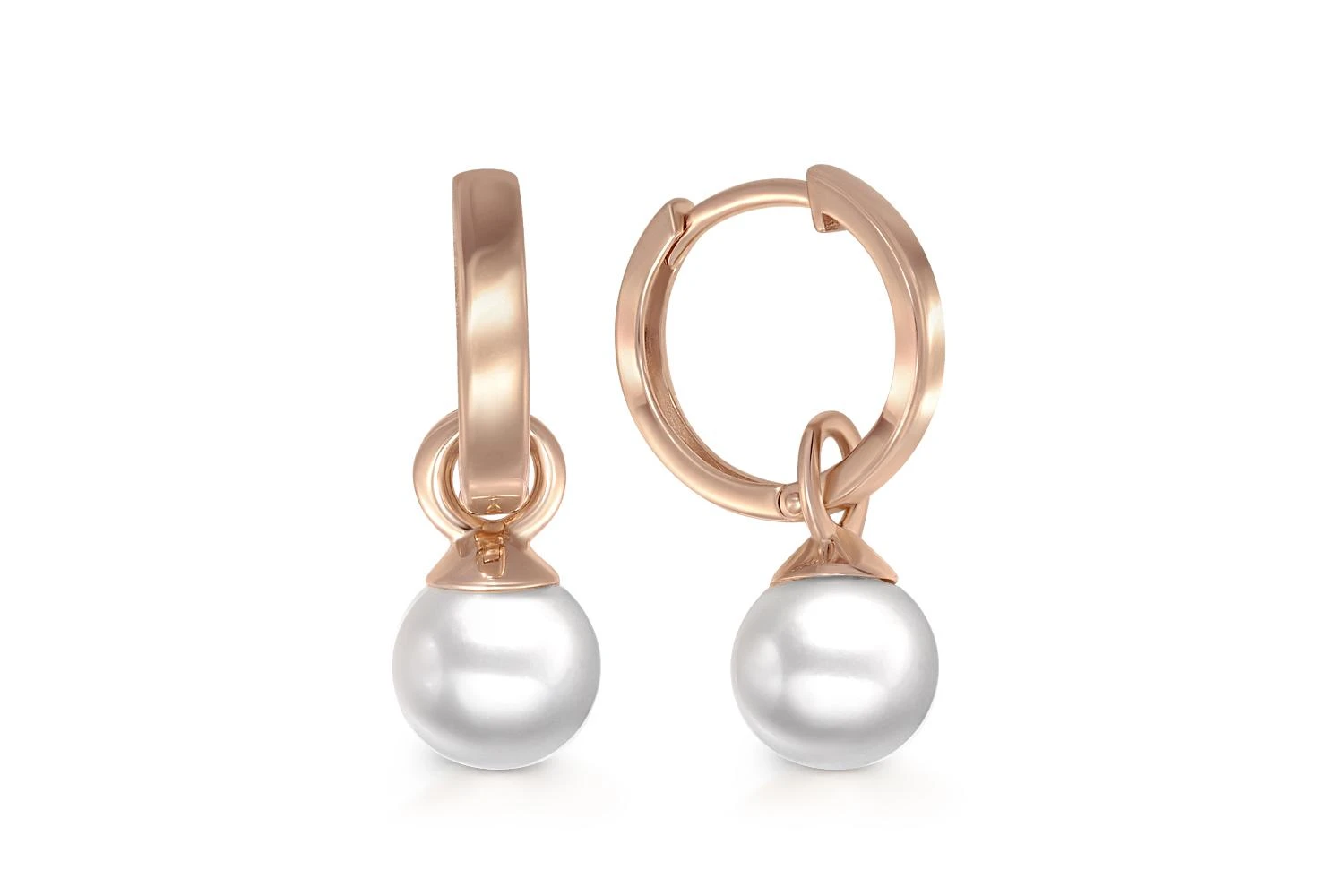 Серьги-трансформеры из красного золота с 2 жемчужинами
