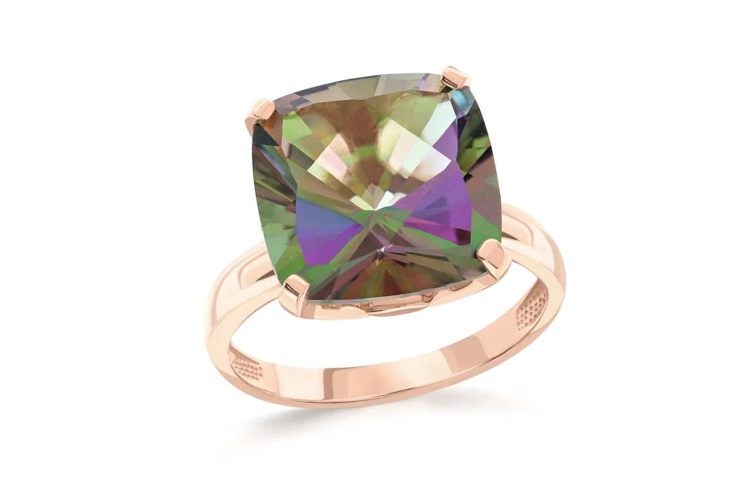 Кольцо из красного золота с кварцем