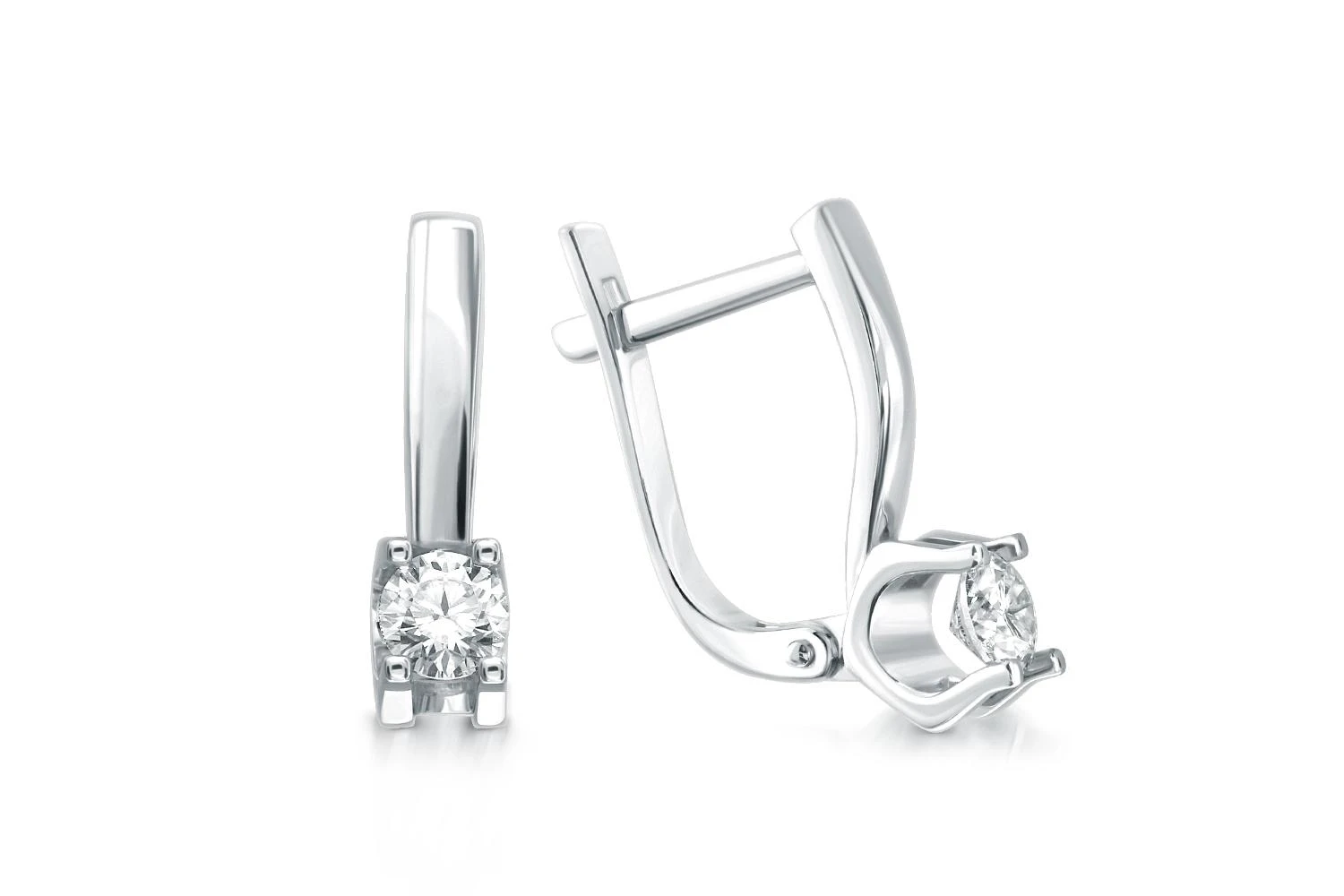 Серьги из белого золота с 2 фианитами