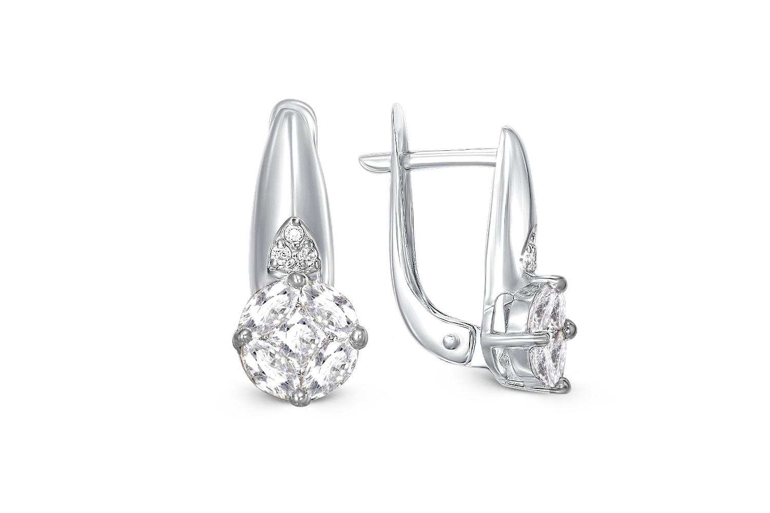 

Серьги с 16 фианитами из белого золота