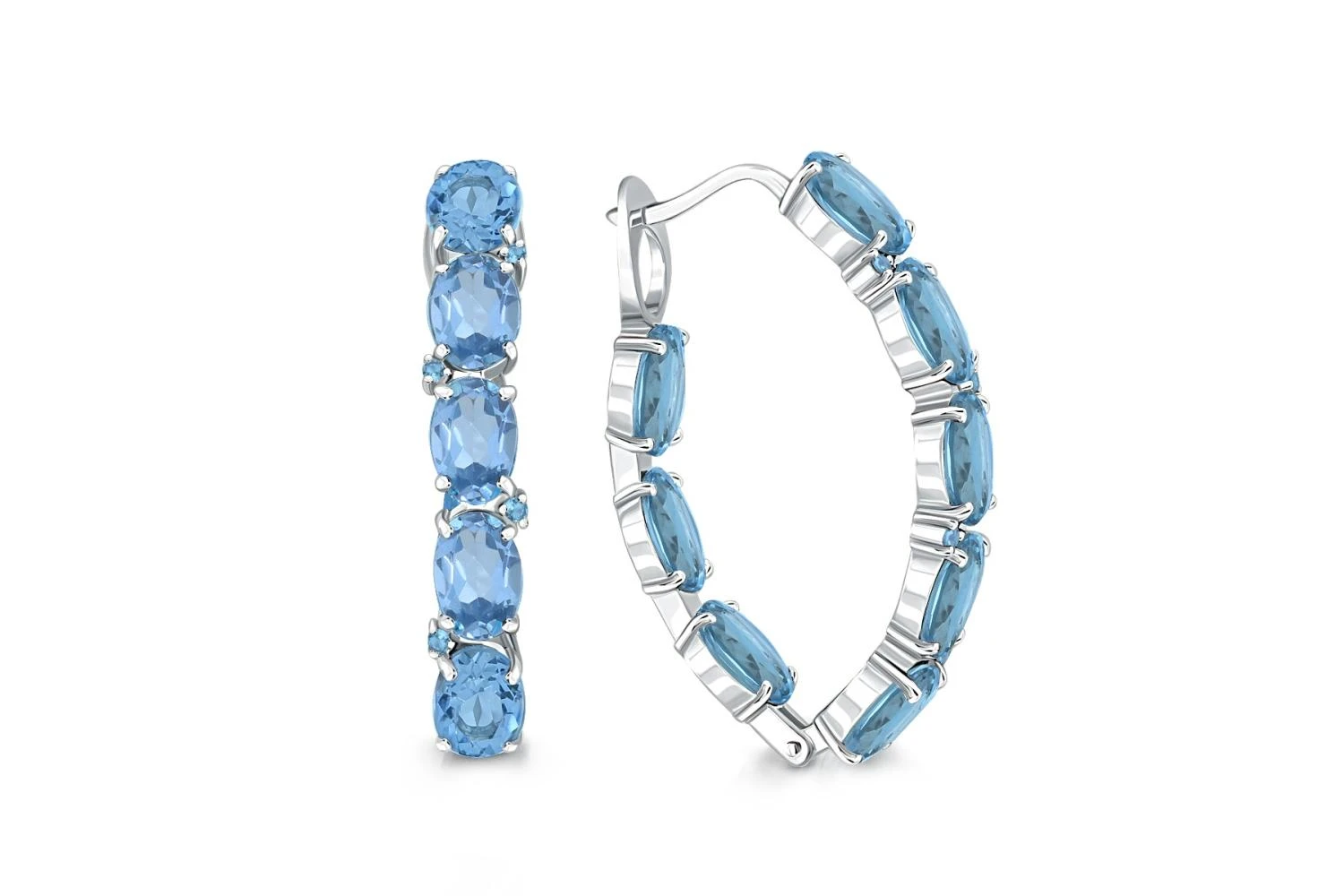 Серьги из белого золота с 24 топазами swiss