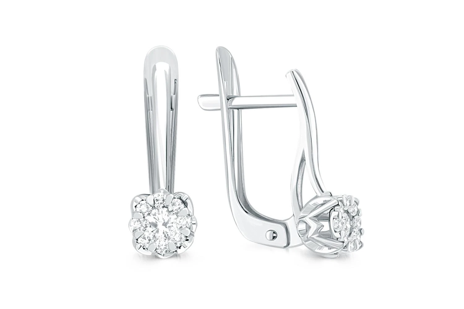 Серьги Малинки из белого золота с 18 муассанитами