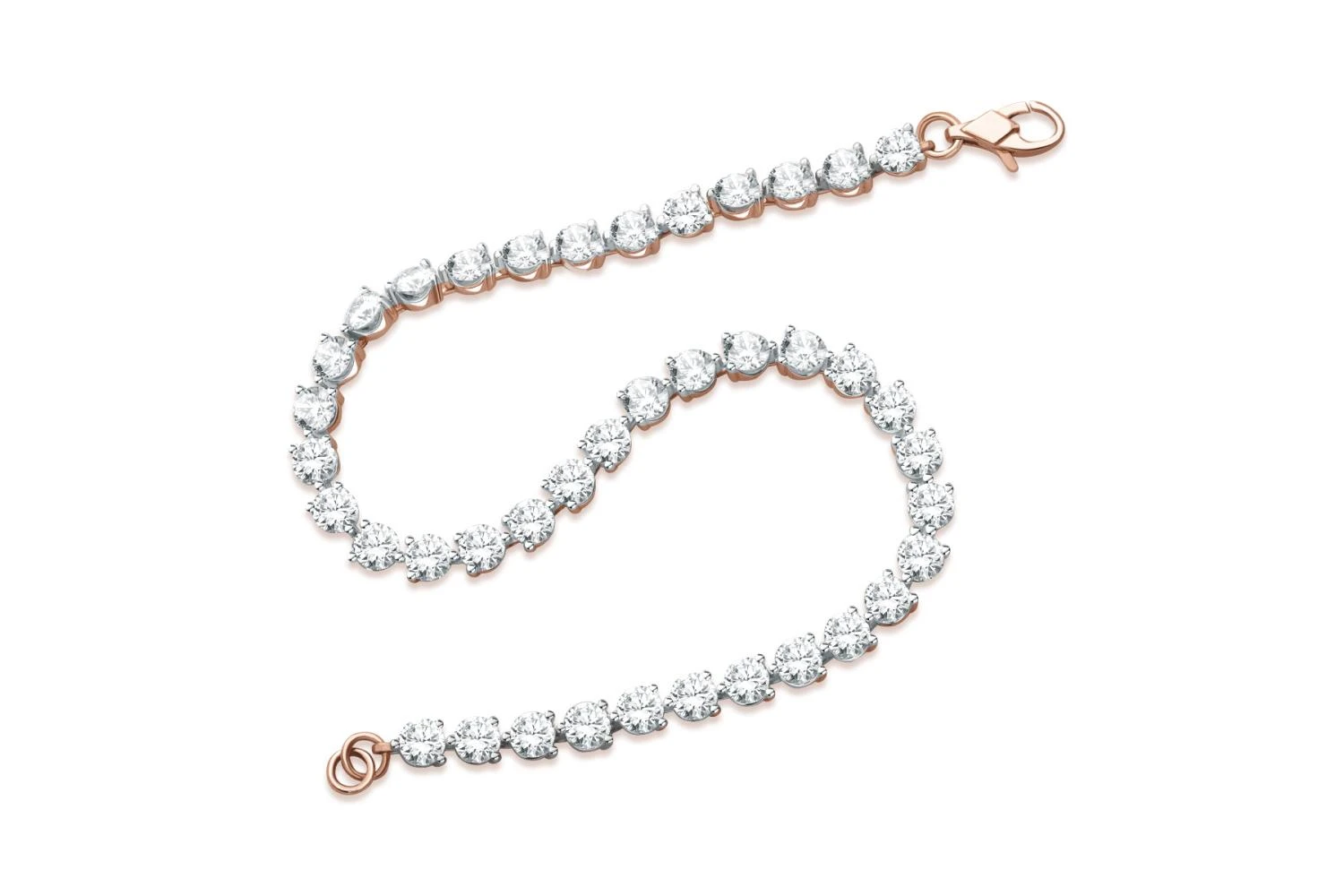 Браслет Дорожка из красного золота с 38 выращенными бриллиантами