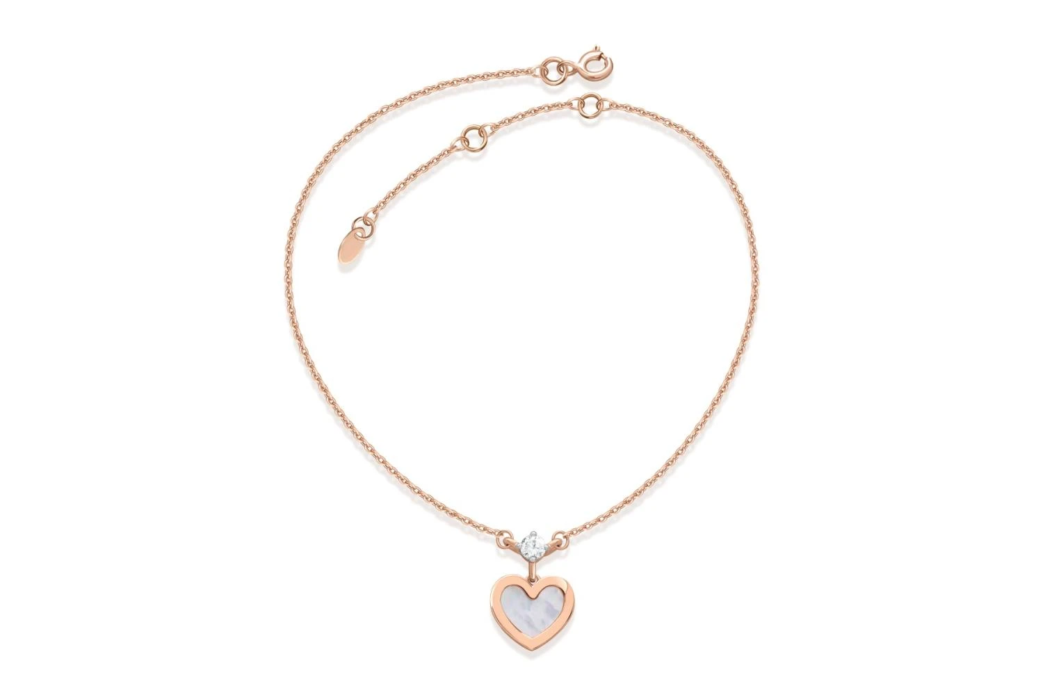 Колье Сердце из красного золота с перламутром и фианитом