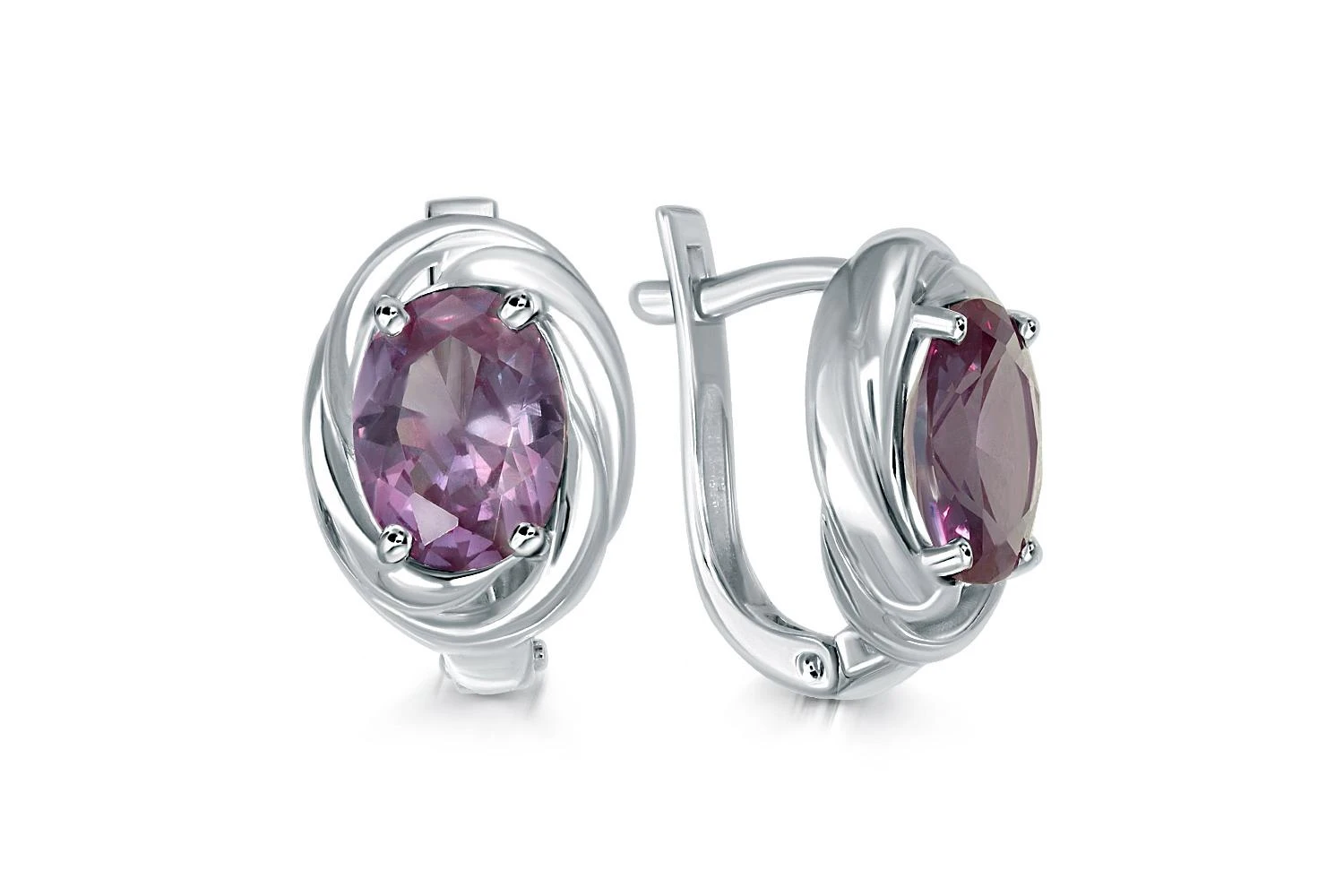 Серьги из белого золота с 2 корундами