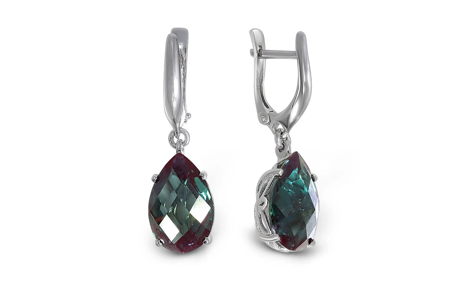 Серьги из белого золота с 2 александритами