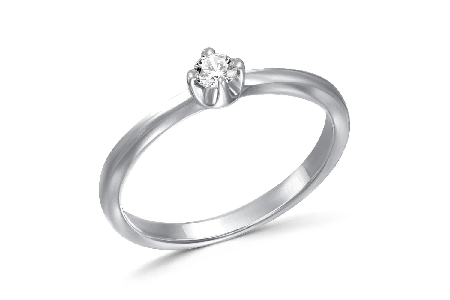 Кольцо из белого золота с бриллиантом