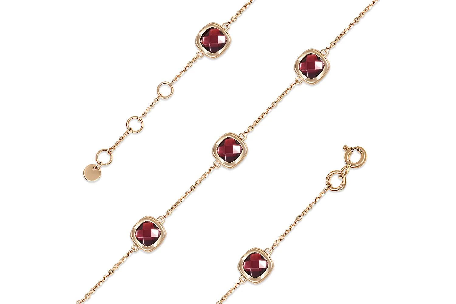 Браслет из красного золота с 5 гранатами