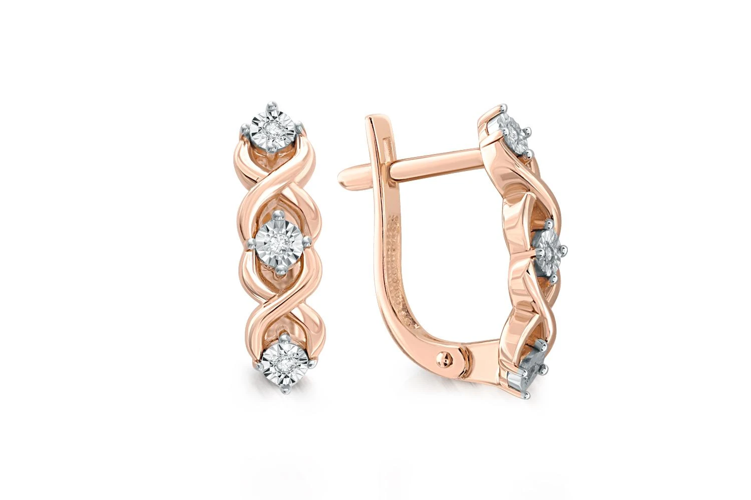 Серьги из красного золота с 6 бриллиантами