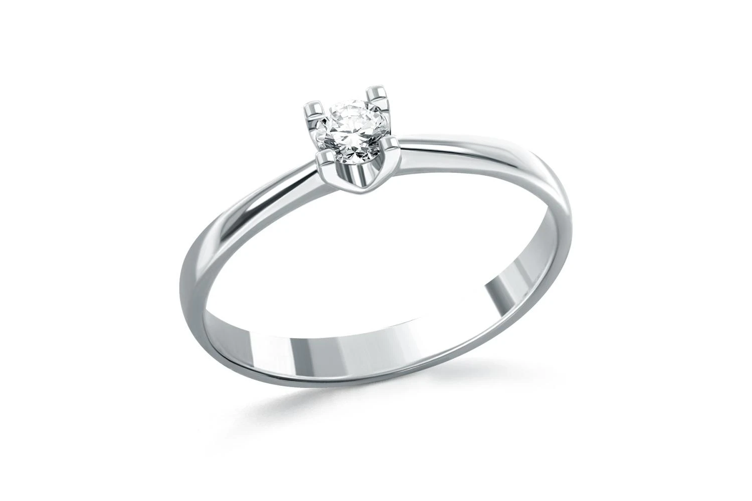 Кольцо из белого золота с выращенным бриллиантом