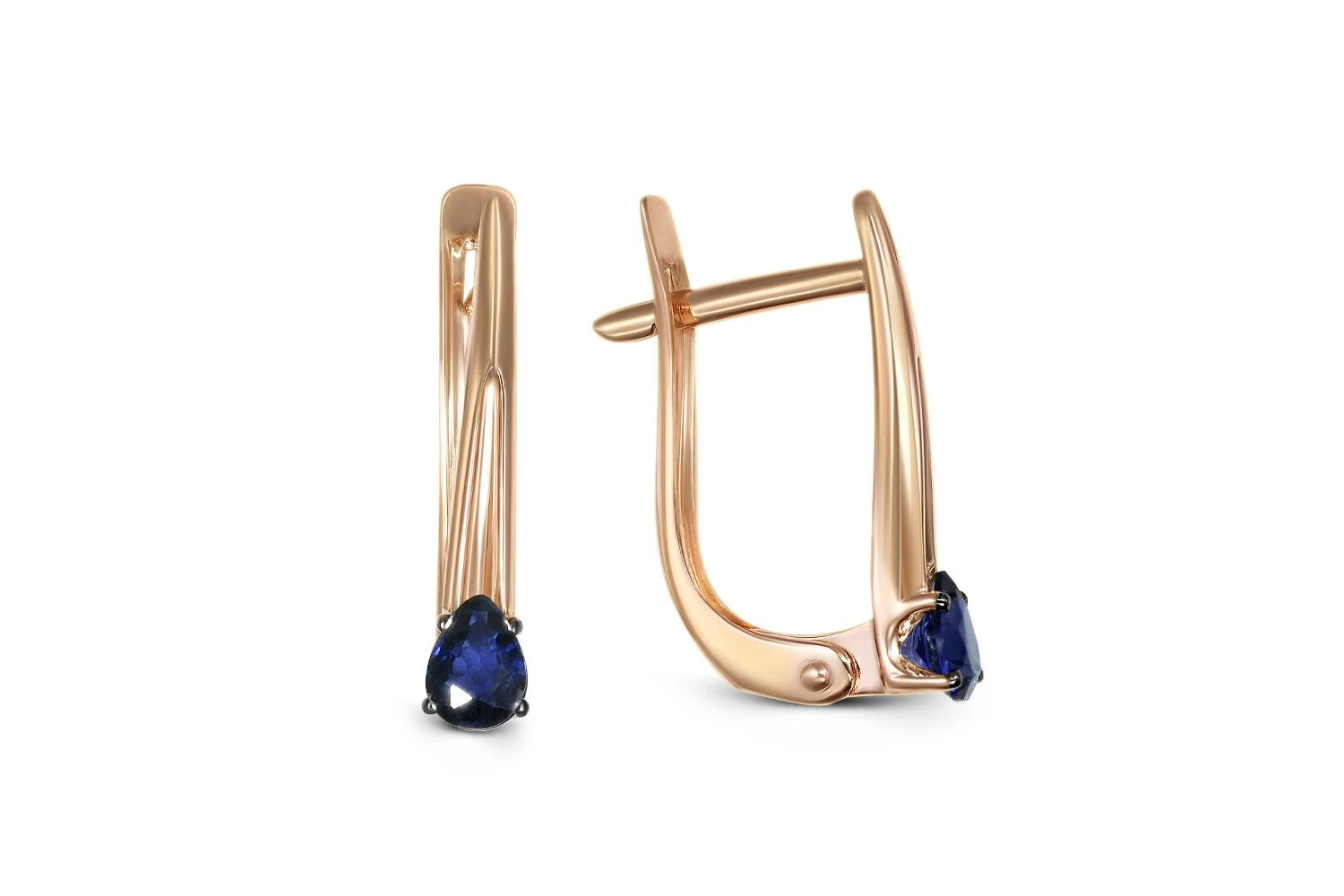 Серьги из красного золота с 2 сапфирами