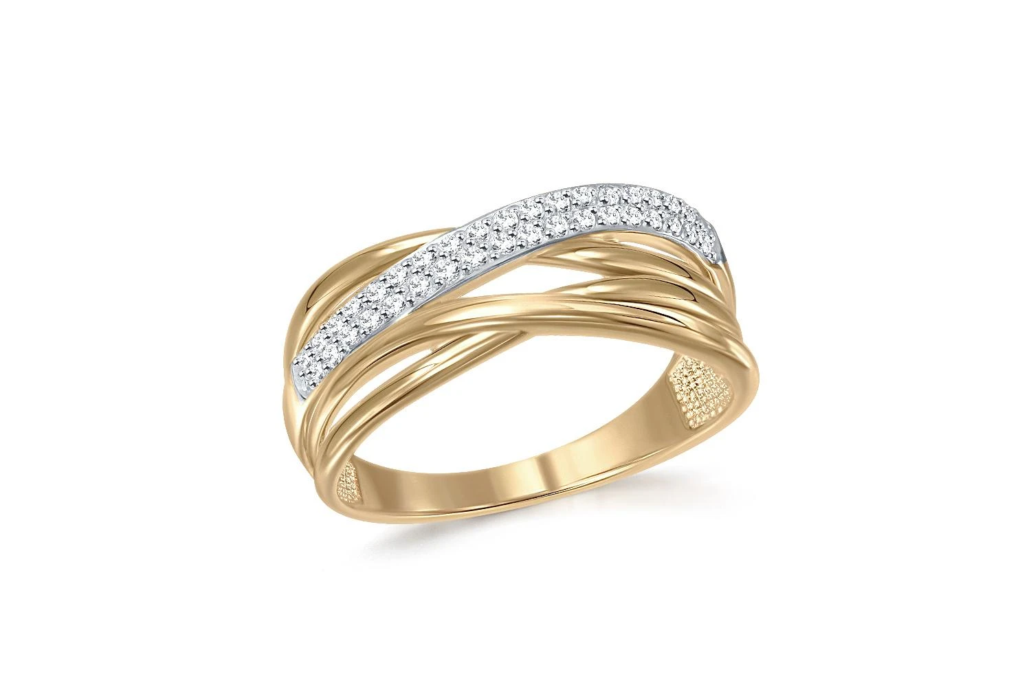 Кольцо из жёлтого золота с 37 фианитами