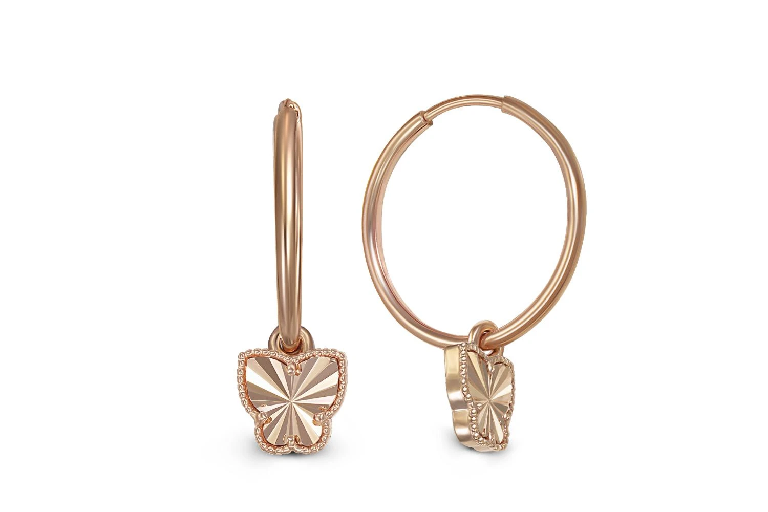 Серьги Бабочки из красного золота без вставок