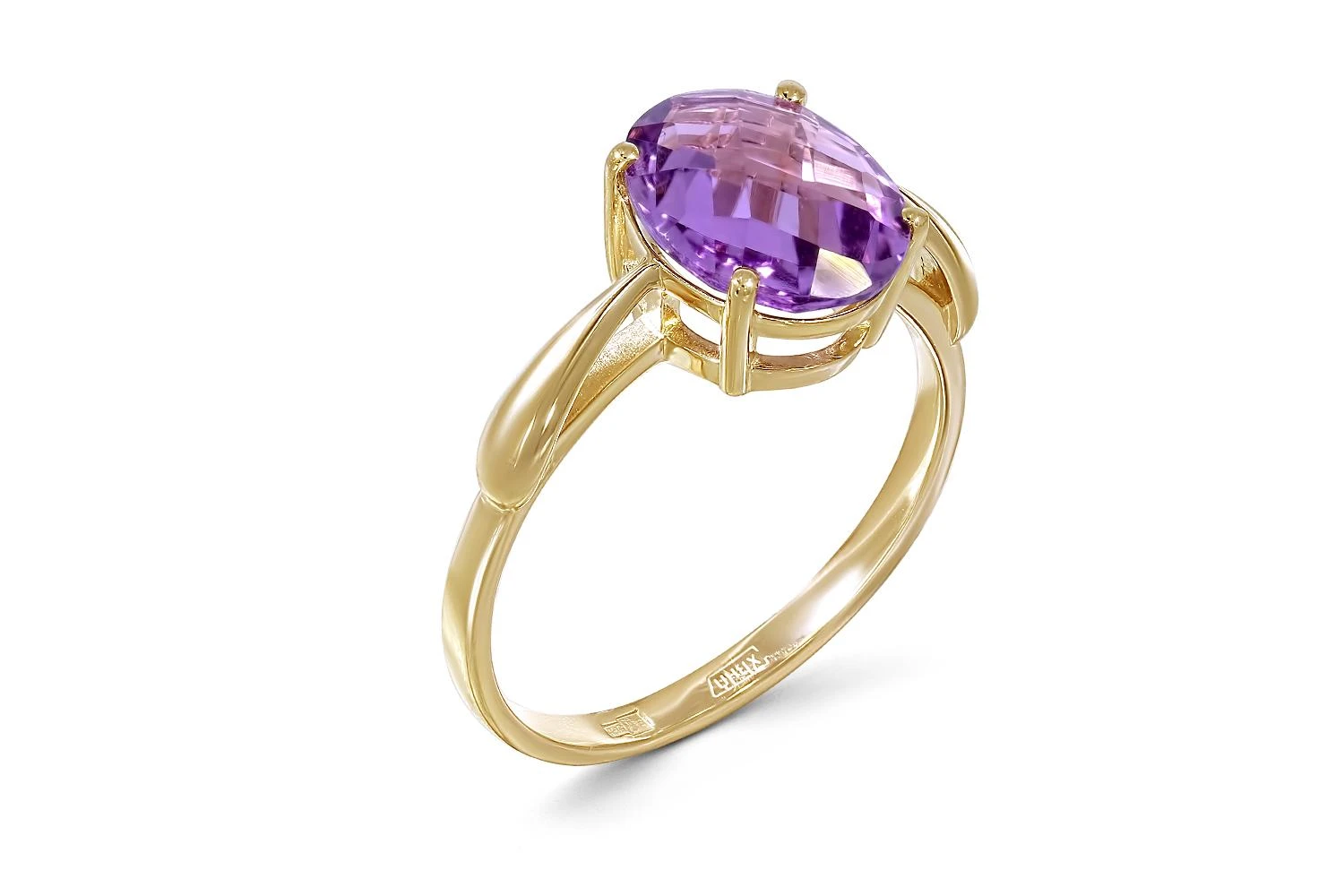 Кольцо из жёлтого золота с аметистом