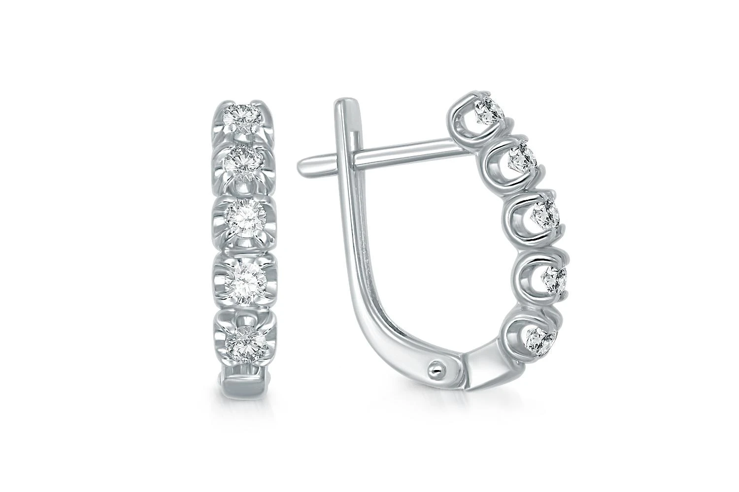 Серьги Дорожки из белого золота с 10 бриллиантами