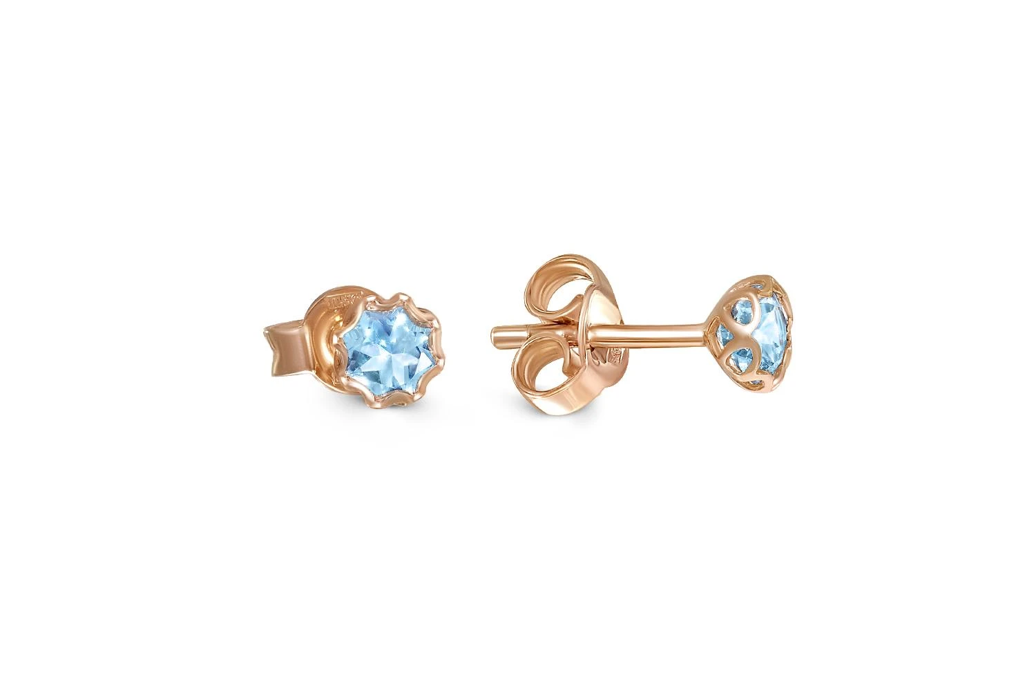Серьги-пусеты из красного золота с 2 топазами sky