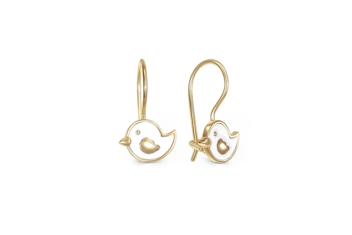 Детские серьги Птицы из жёлтого золота без вставок