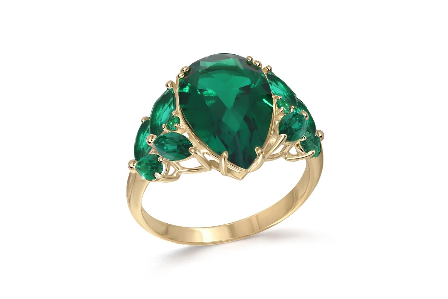 Кольцо из жёлтого золота с 11 изумрудами