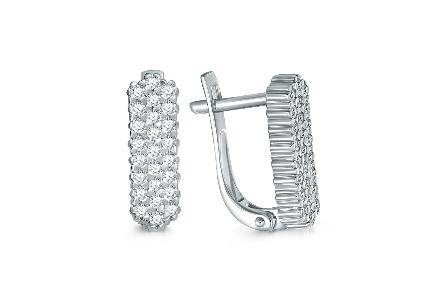 Серьги из белого золота с 50 фианитами