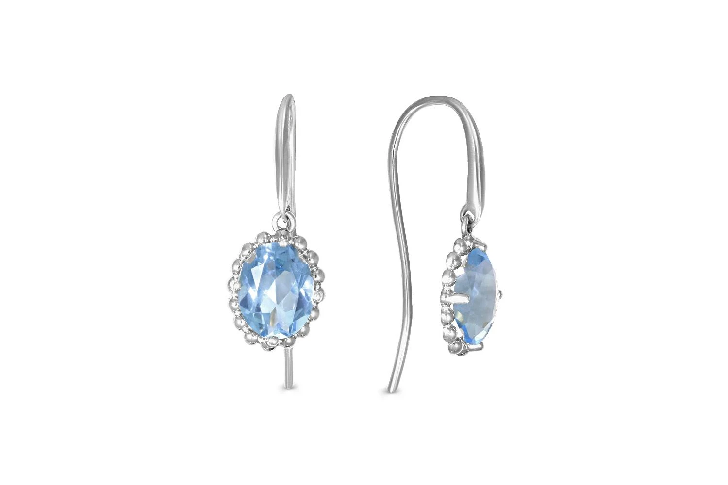 Серьги из белого золота с 2 топазами sky