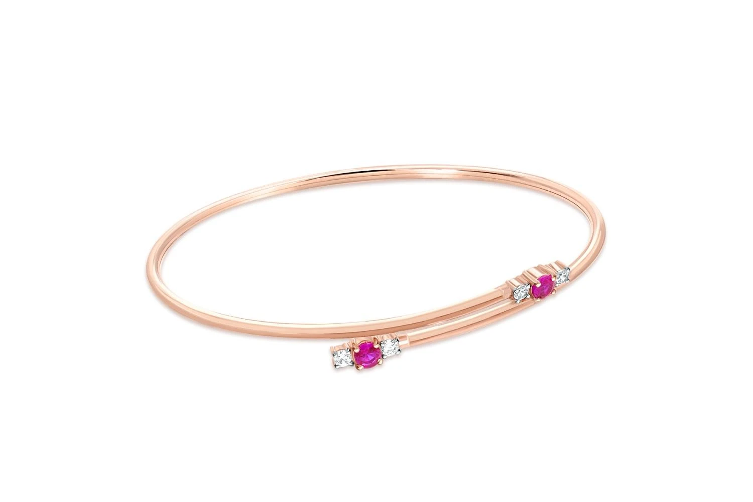 Браслет из красного золота с 2 корундами и 4 фианитами