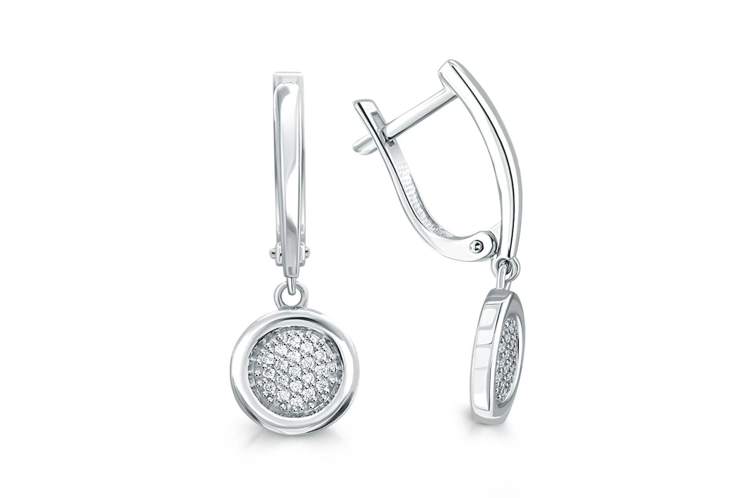 Серьги из белого золота с 38 фианитами