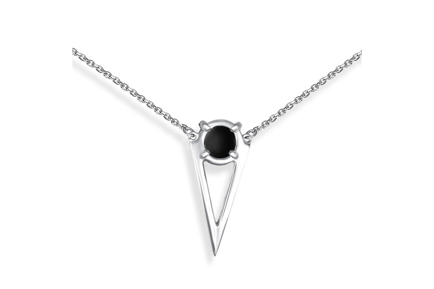Колье Треугольник из белого золота с агатом