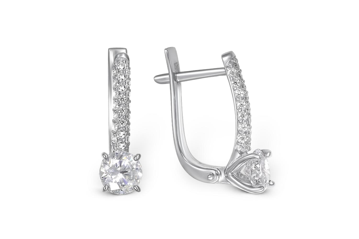 

Серьги с 46 фианитами из белого золота
