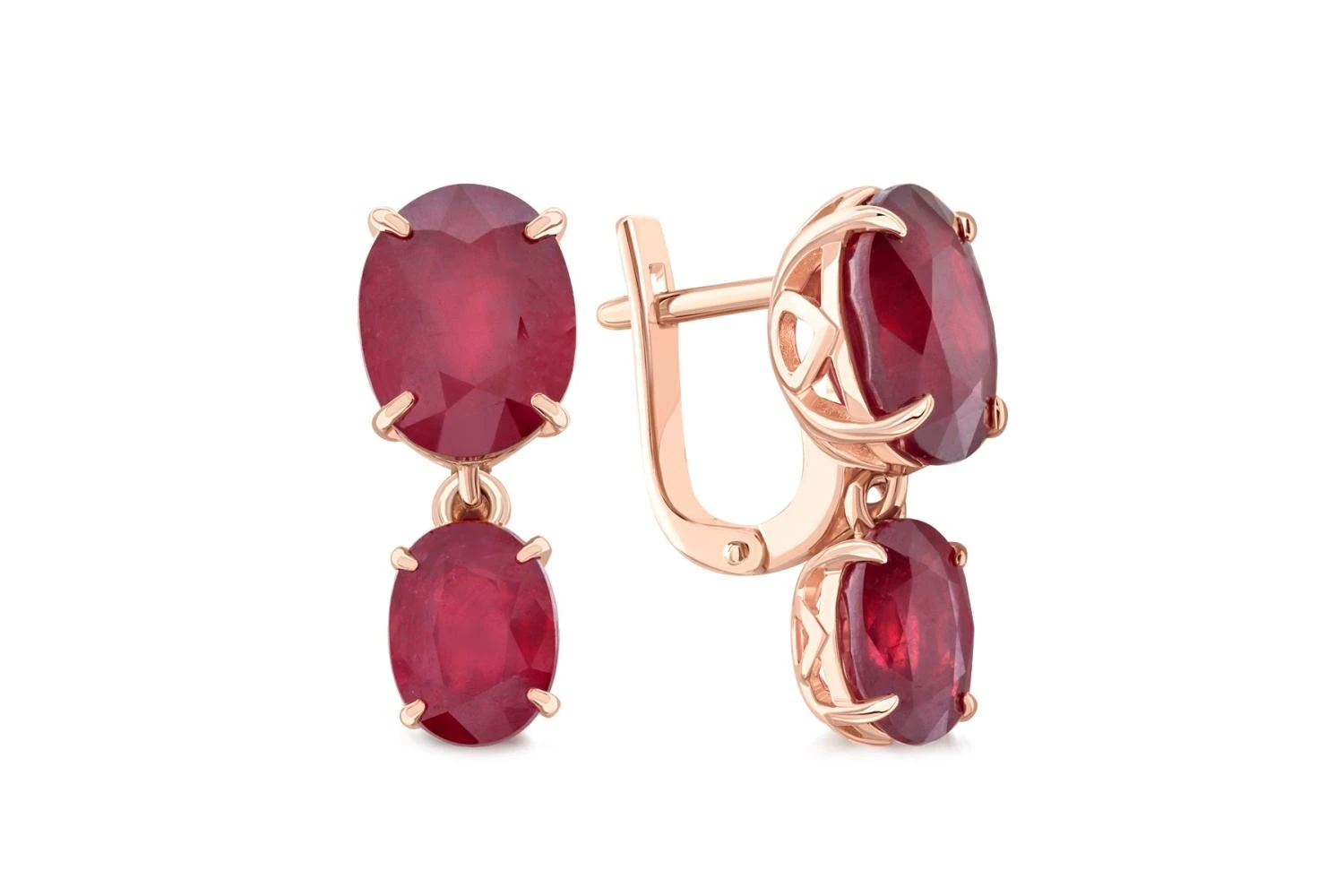 Серьги из красного золота с 4 рубинами