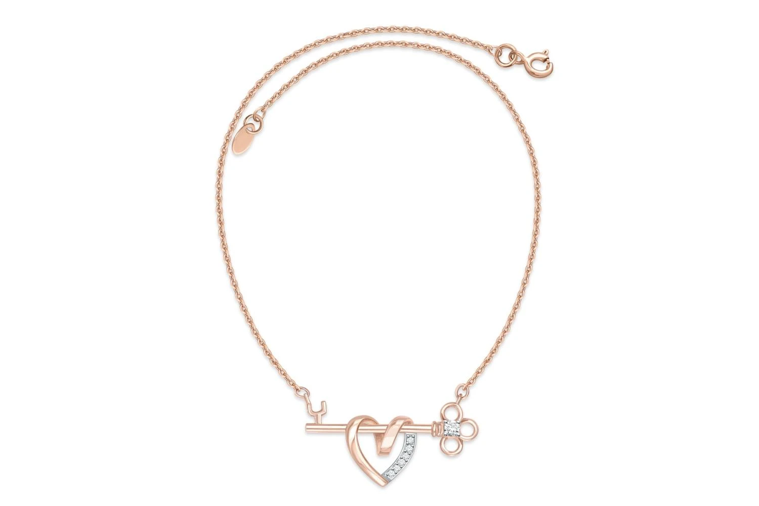 Колье Сердце из красного золота с 7 фианитами