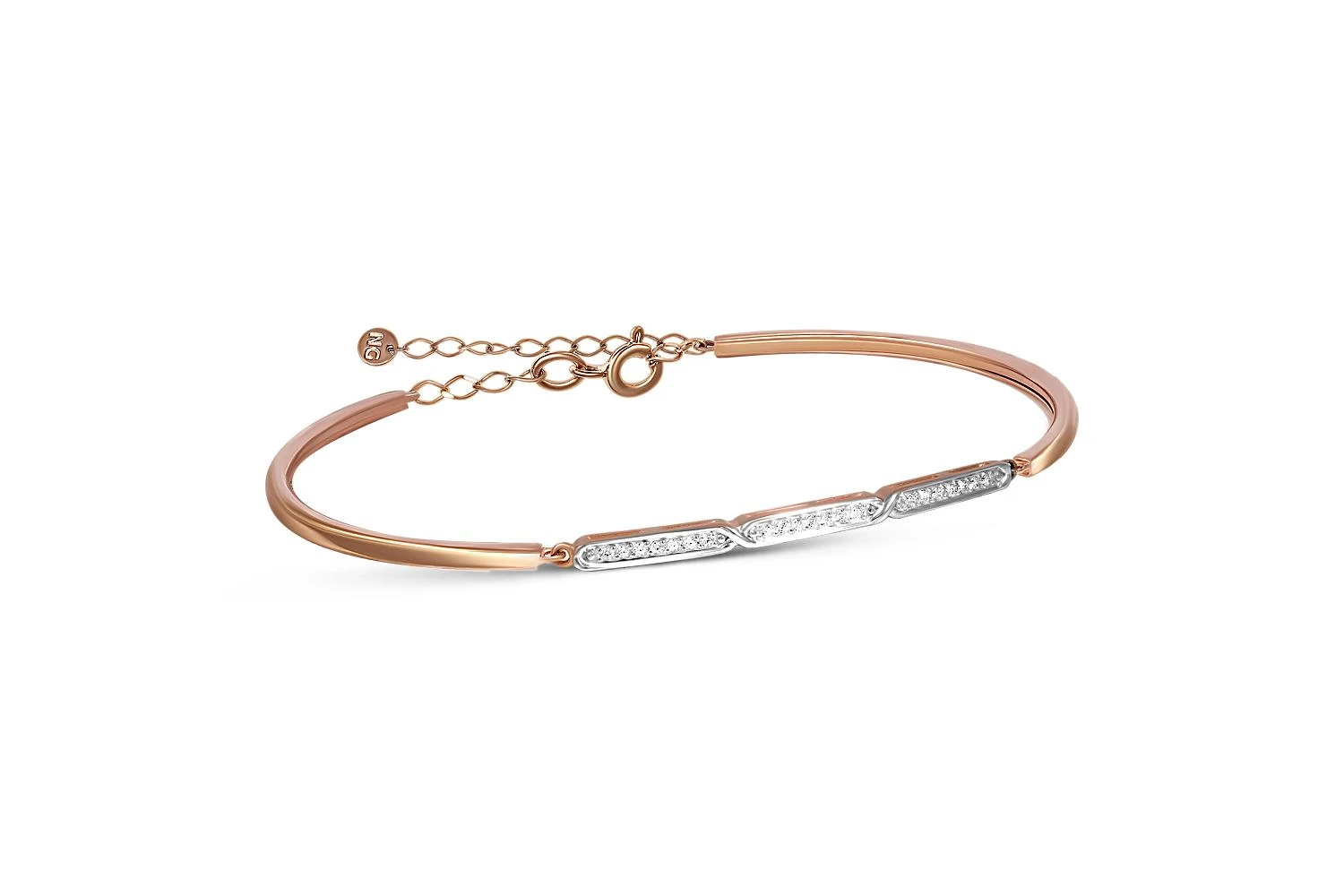 Браслет из красного золота с 21 фианитами