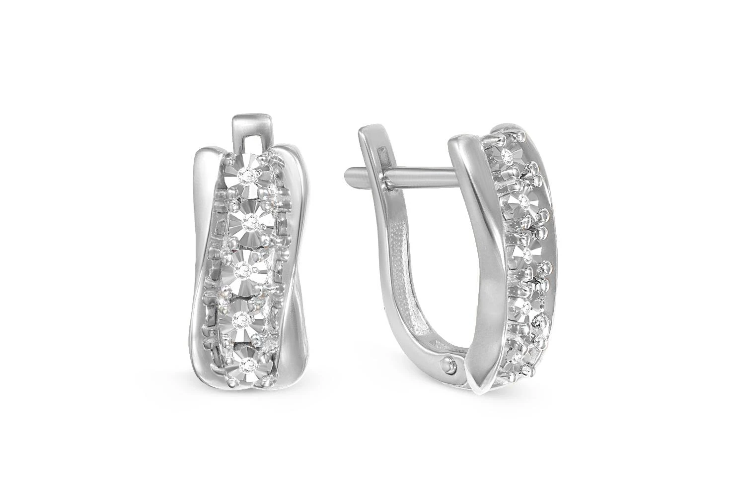 Серьги Дорожки из белого золота с 10 бриллиантами