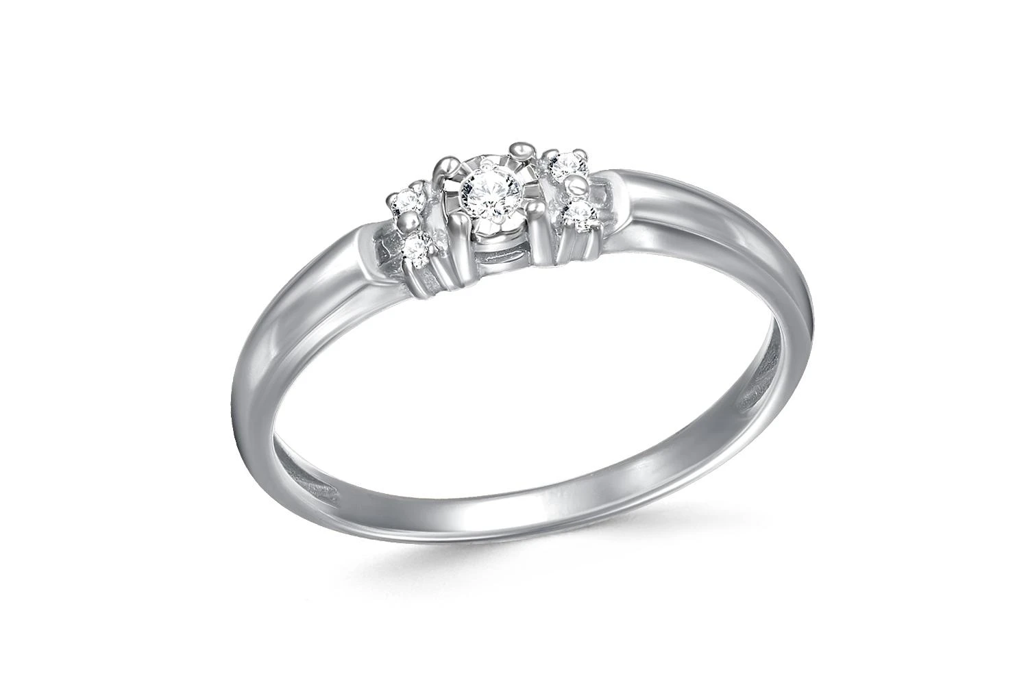 Кольцо из белого золота с 5 бриллиантами