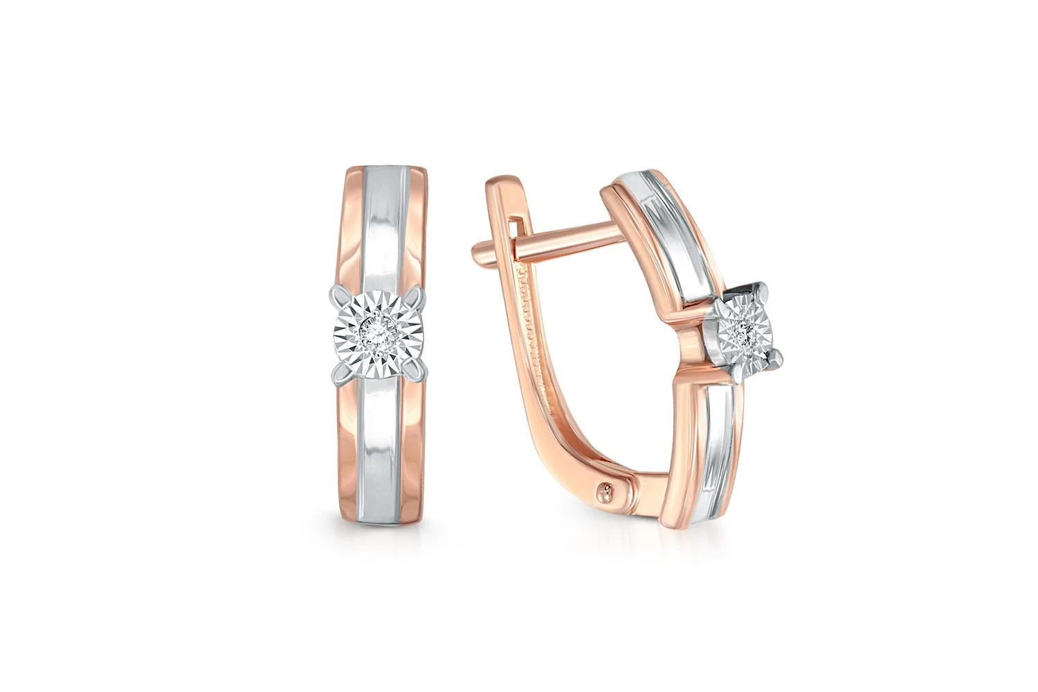 Серьги из красного золота с 2 бриллиантами