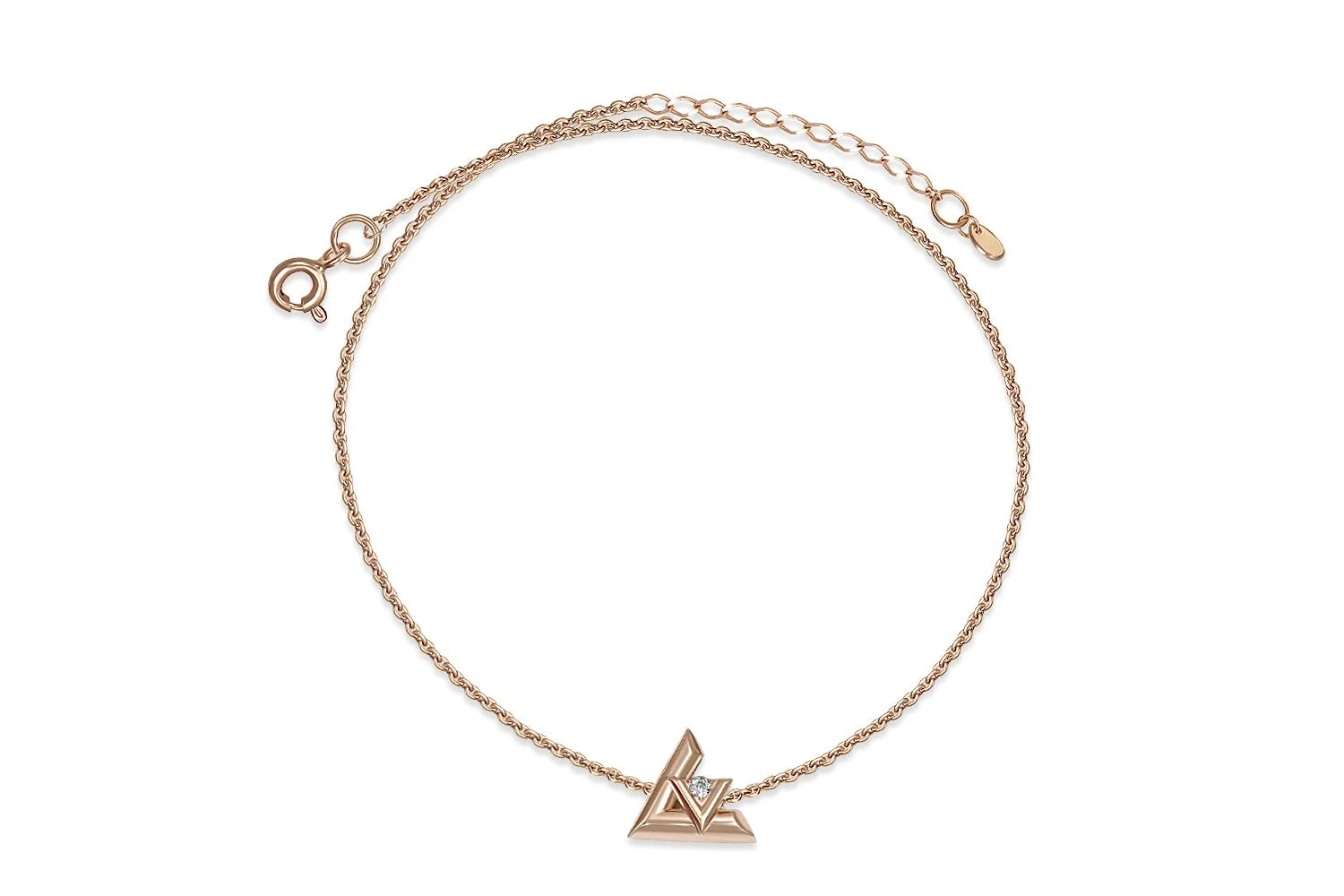 Колье Треугольник из красного золота с бриллиантом