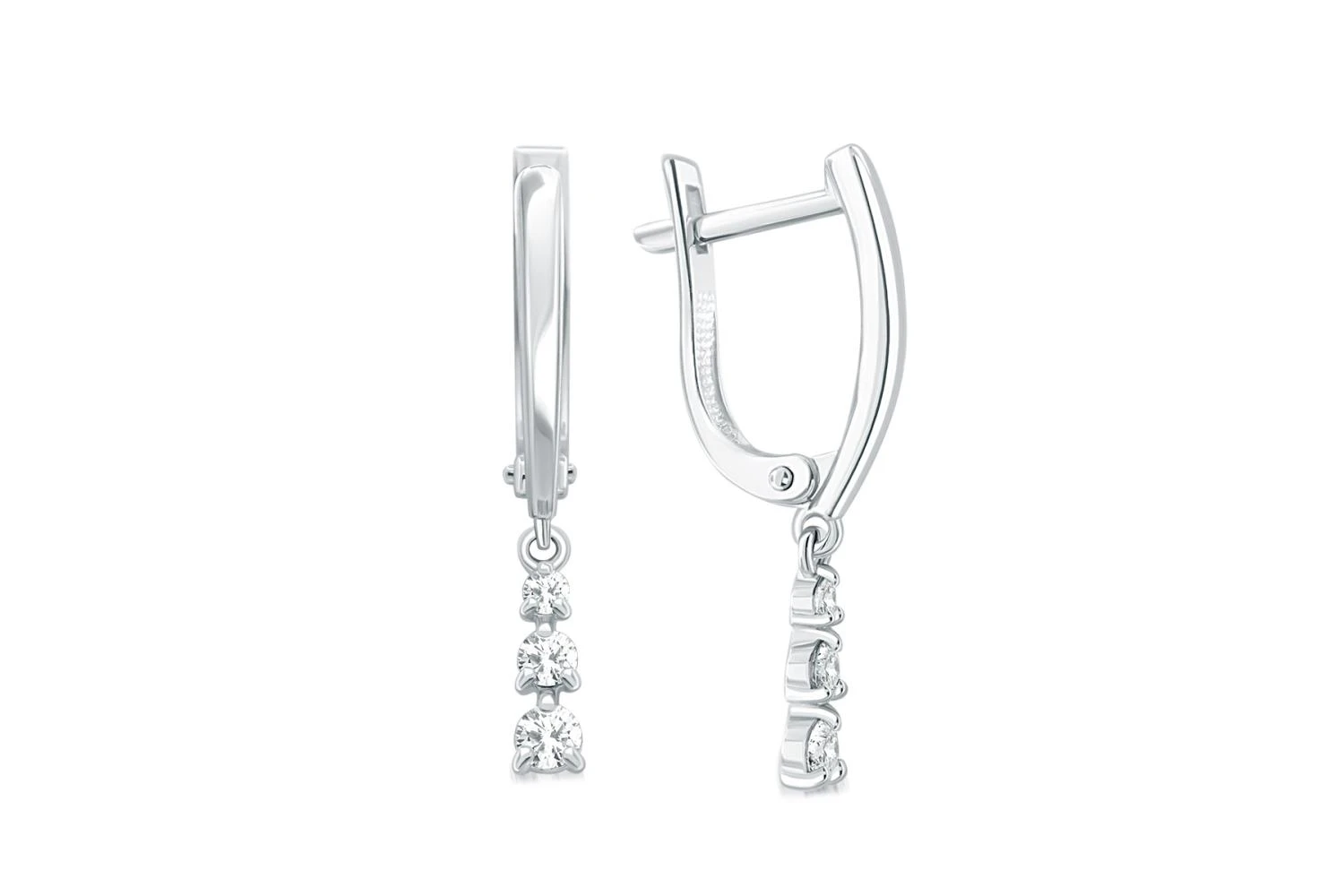 Серьги из белого золота с 6 бриллиантами