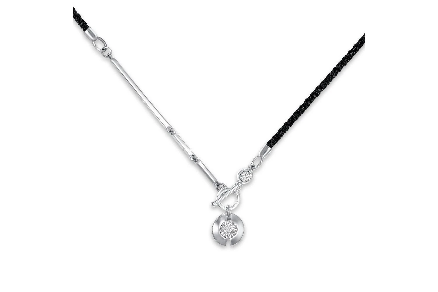 Колье из белого золота с 2 фианитами