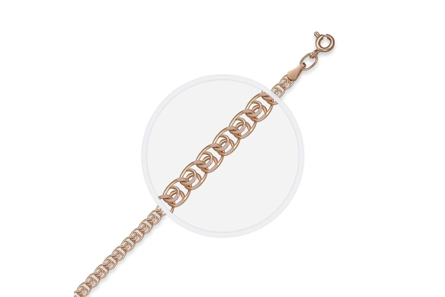 Браслет плетение лав ⌀ нити 0,50 мм  из красного золота без вставок