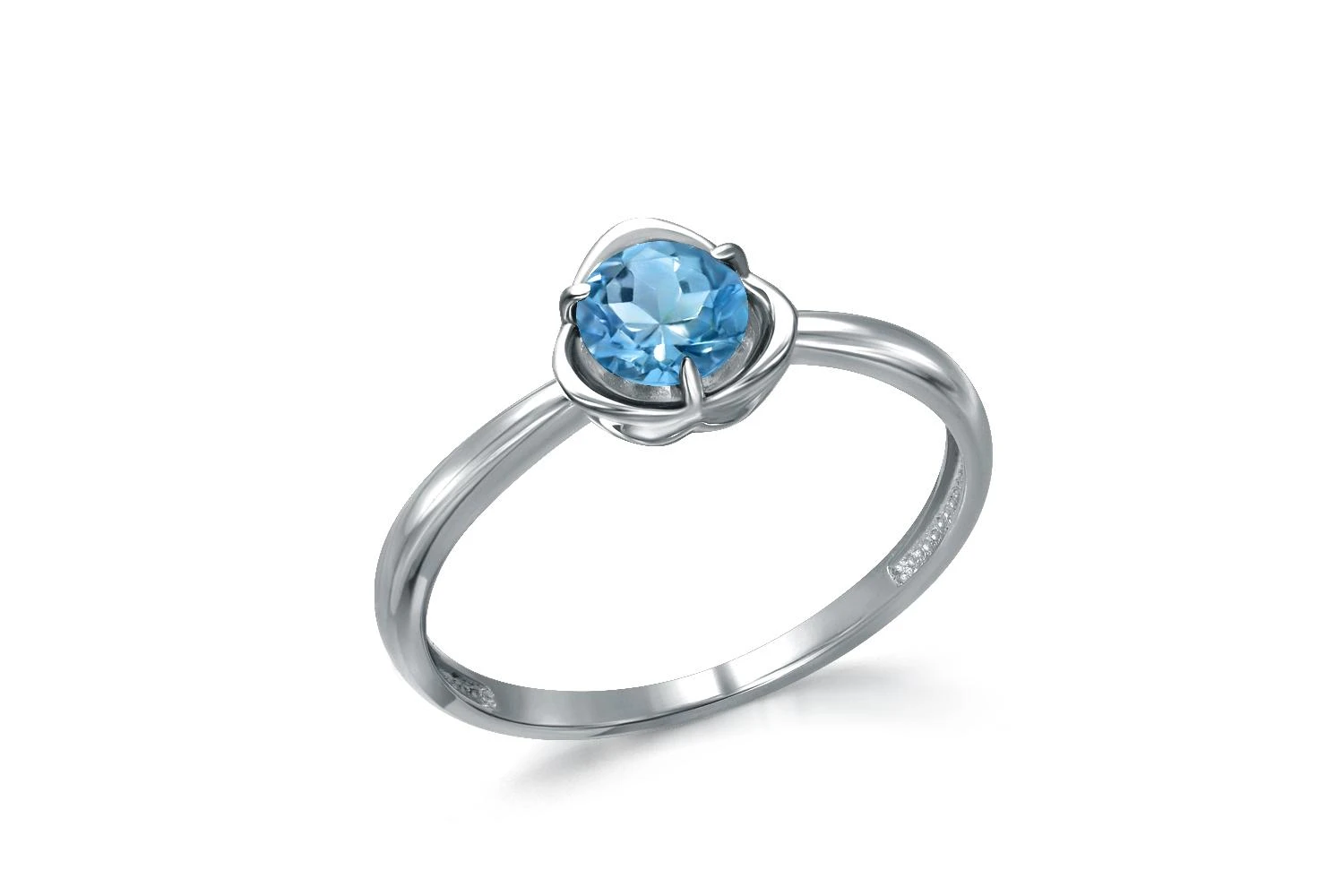 Кольцо из белого золота с топазом swiss
