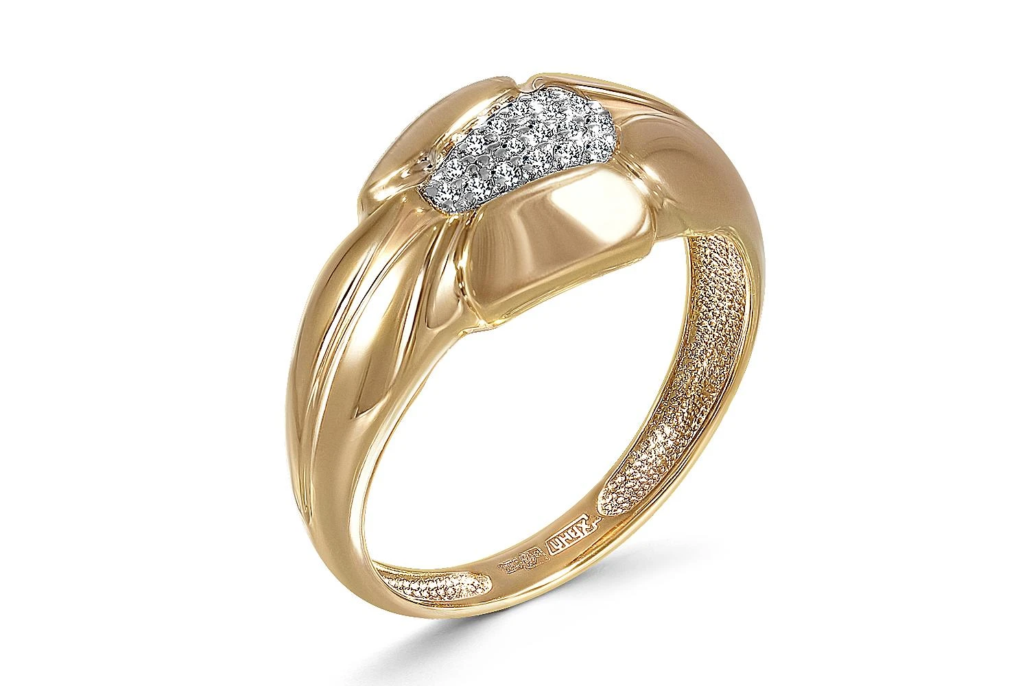 Кольцо из жёлтого золота с 17 фианитами