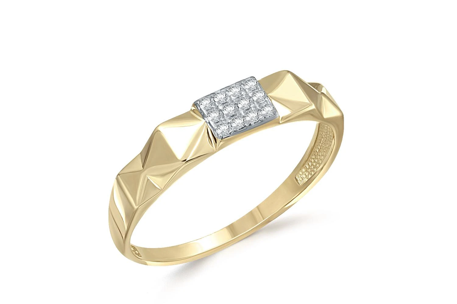 Кольцо из жёлтого золота с 12 фианитами