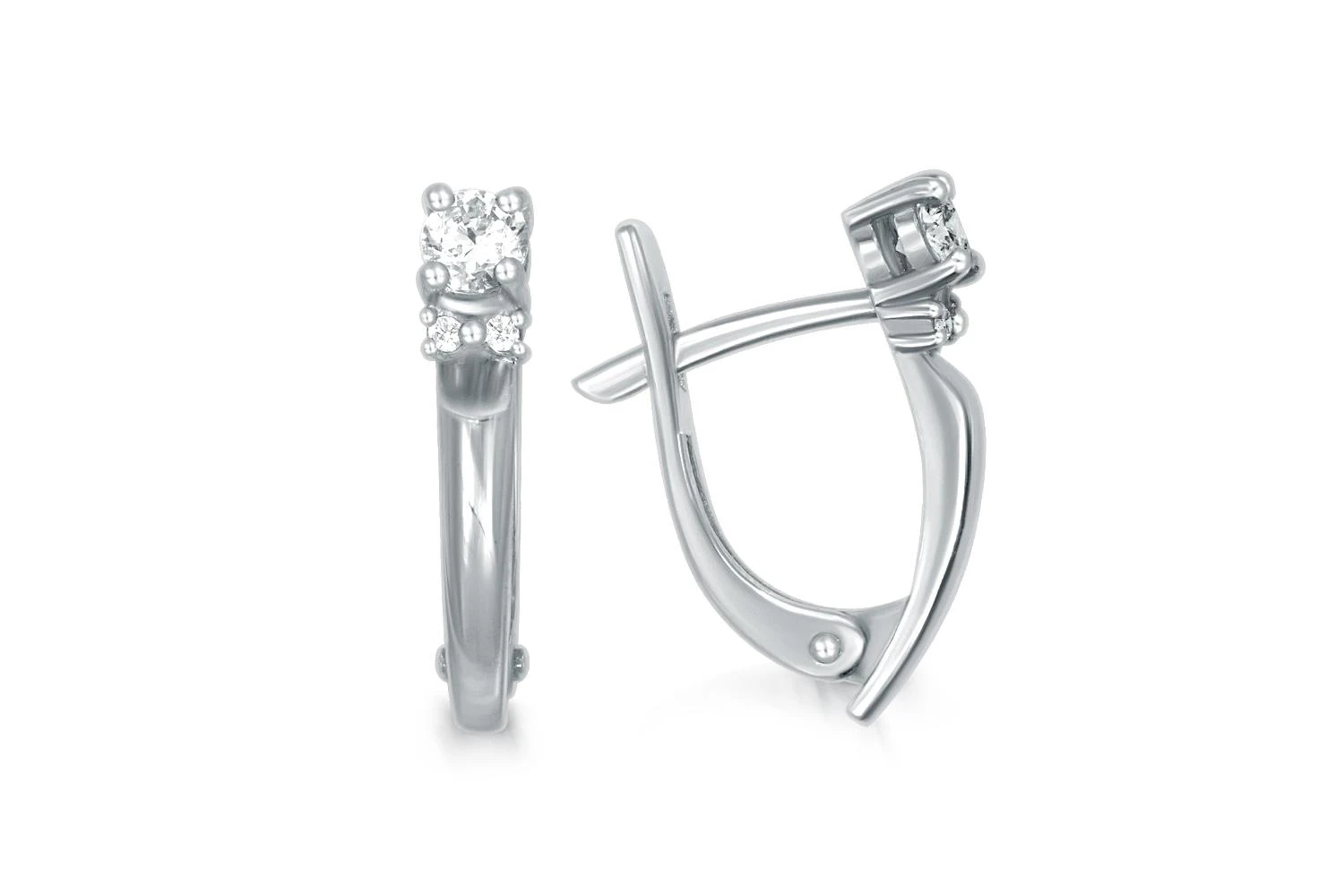 Серьги из белого золота с 6 бриллиантами