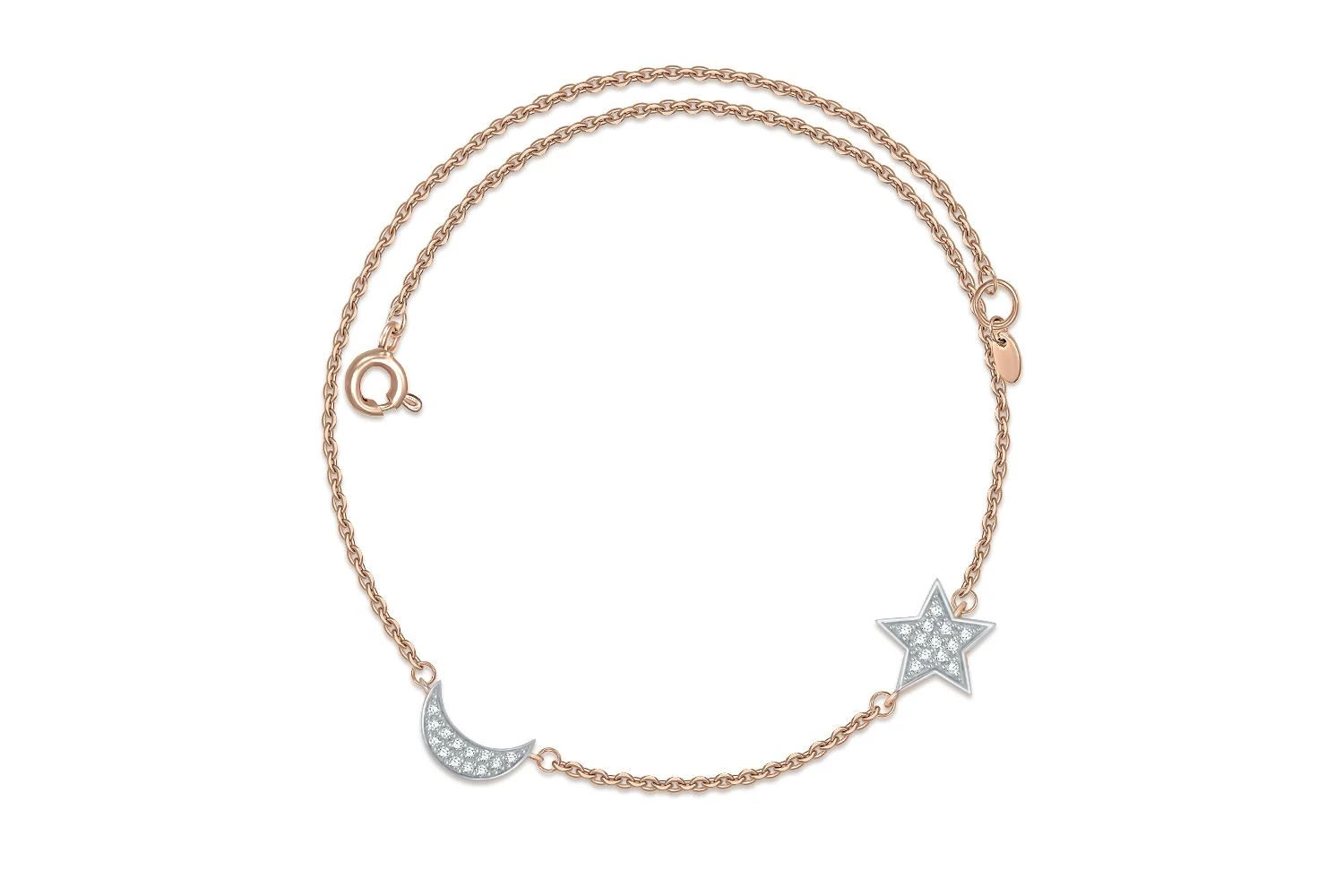 Колье Звезда из красного золота с 25 фианитами