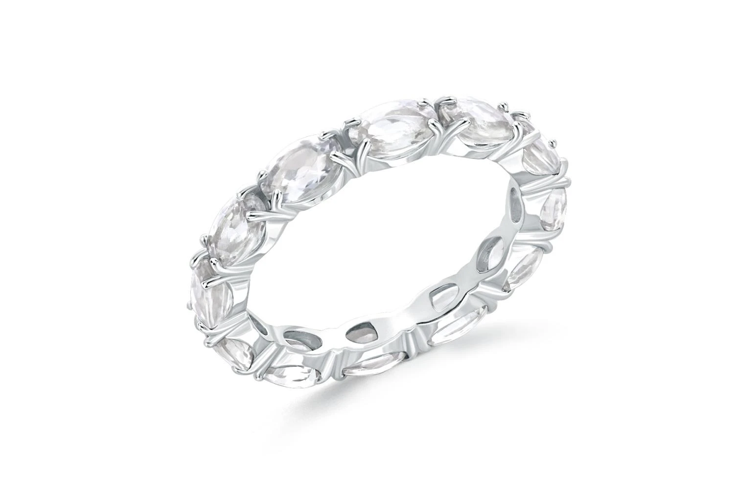 Кольцо Дорожка из белого золота с горным хрусталём