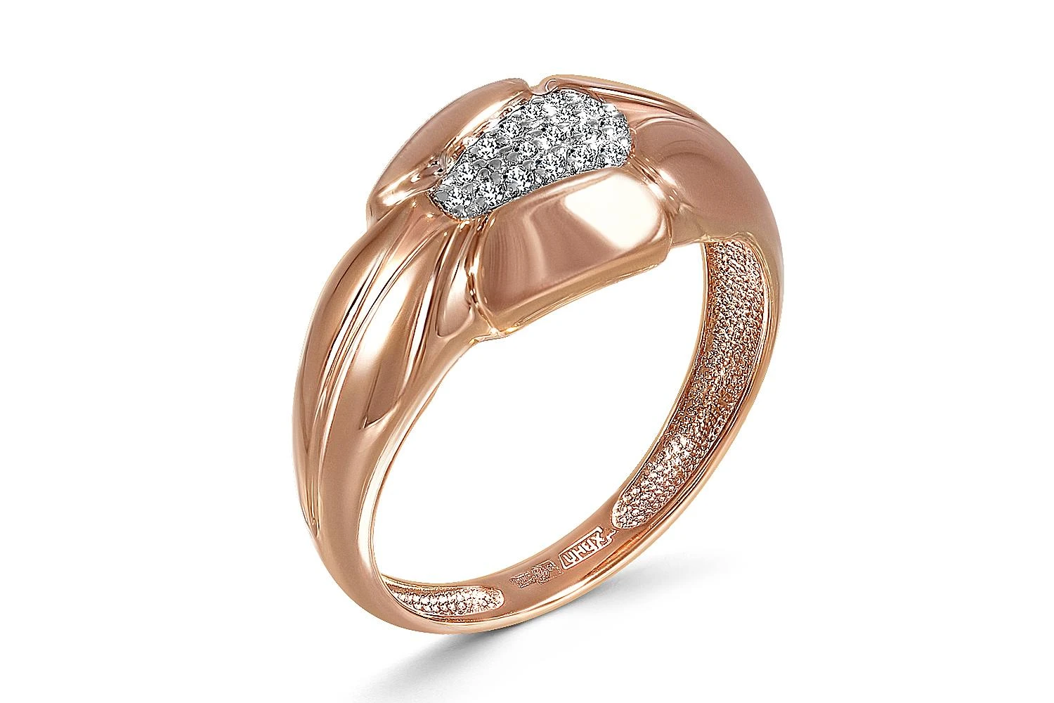 Кольцо из красного золота с 17 фианитами