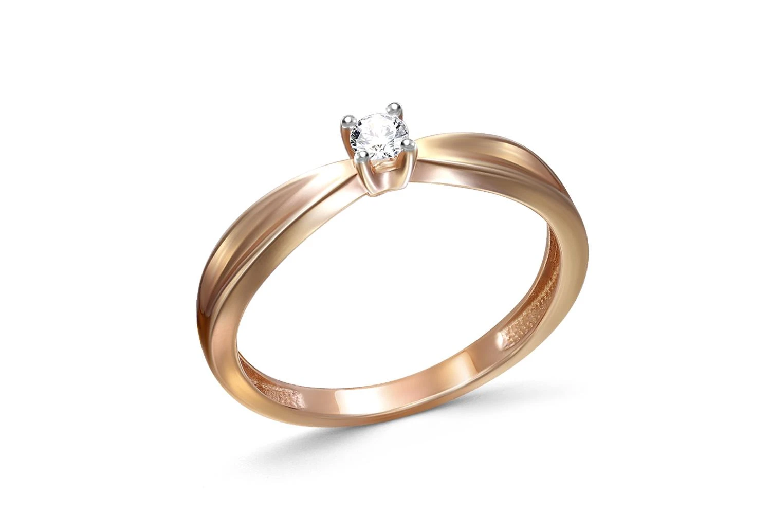 Кольцо из красного золота с фианитом